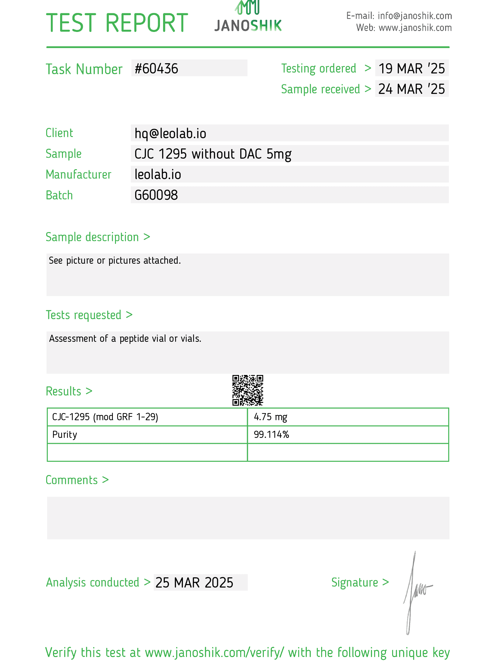 cjc test report